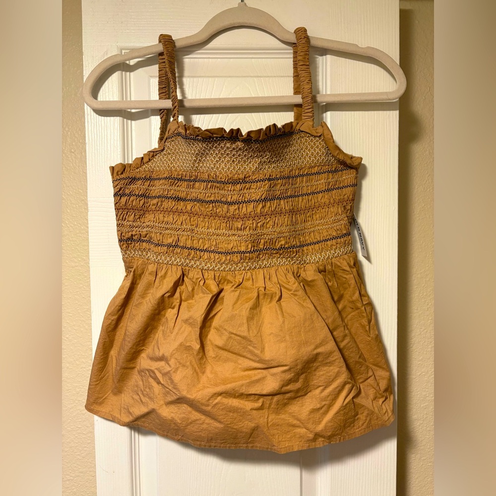 Old Navy brown smocked peplum top size M
